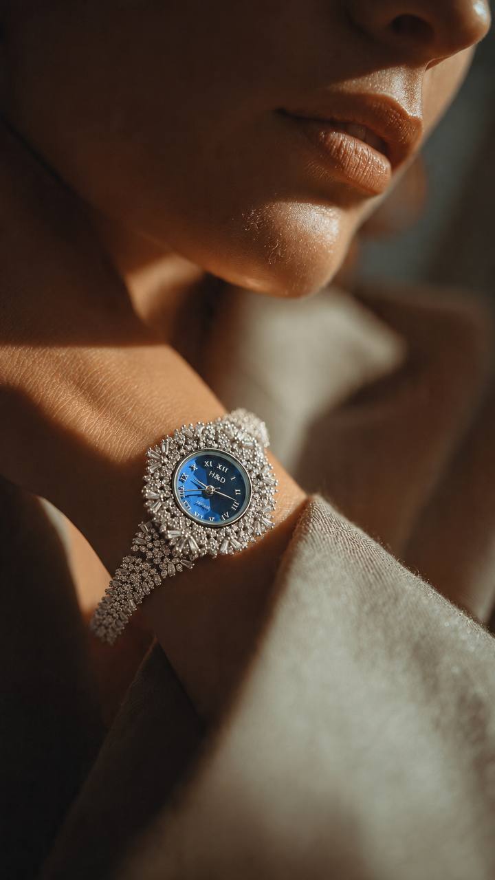 ساعت نقره جواهری
